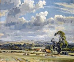Peinture sur toile de Edward Seago, A Wiltshire Farm reproduction peinte à la main