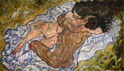 Peinture sur toile de Egon Schiele Etreinte - Couple d'Amoureux II reproduction peinte à la main