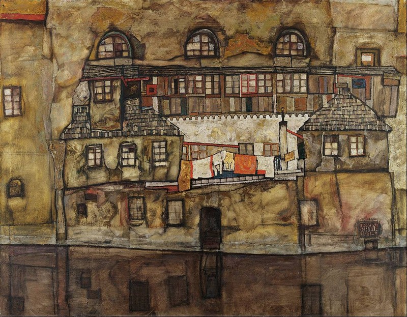 Egon Schiele, House Wall on the River, 1915