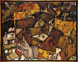 Peinture sur toile de Egon Schiele, Krumau Town Crescent (Small Town V), 1915 reproduction peinte à la main