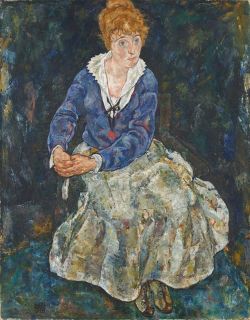 Peinture sur toile de Egon Schiele, Portrait Of The Artist's Wife Seated 1918 reproduction peinte à la main