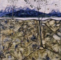 Peinture sur toile de Egon Schiele, River Landscape With Two Trees 1913 reproduction peinte à la main