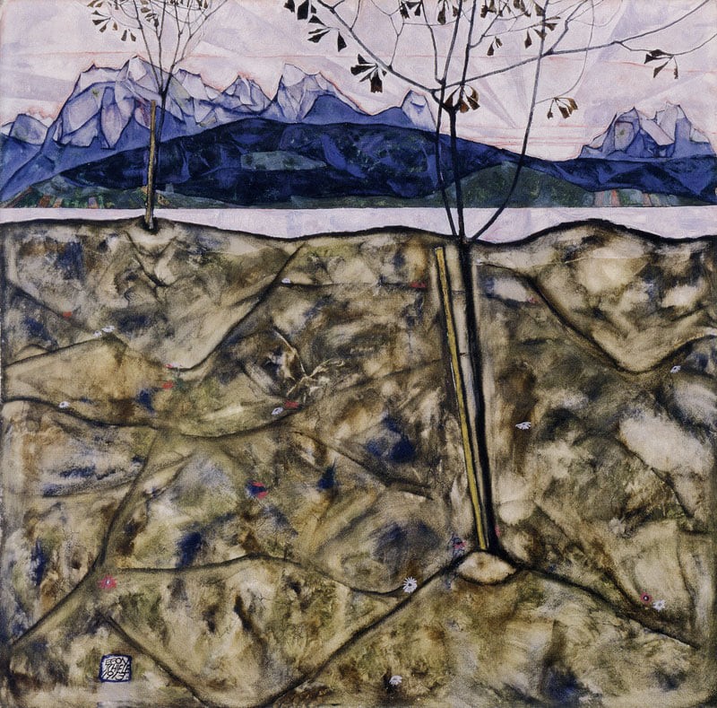Egon Schiele, River Landscape With Two Trees 1913