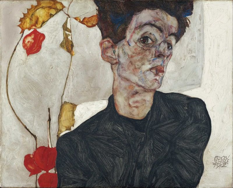 Egon Schiele Self-portrait With Chinese Lantern Plants