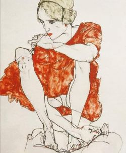 Peinture sur toile de Egon Schiele Woman In Red Dress 1914 reproduction peinte à la main