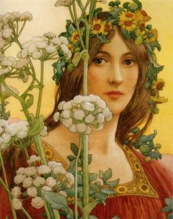 Peinture sur toile de Elisabeth Sonrel, Our Lady of the Cow Parsley reproduction peinte à la main