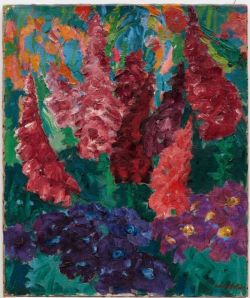 Peinture sur toile de Emil Nolde Blumengarten, Violett und rot, 1918 reproduction peinte à la main