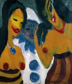 Peinture sur toile de Emil Nolde Frauen Und Pierrot 1917 reproduction peinte à la main