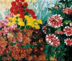 Peinture sur toile de Emil Nolde, Garden with Autumn Flowers, 1934 reproduction peinte à la main