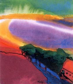 Peinture sur toile de Emil Nolde Landscape - Red-yellow-green - C 1940 reproduction peinte à la main