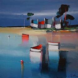 Peinture sur toile de Eric Le Pape 3922 Le Toit Rouge 50x50 2 reproduction peinte à la main