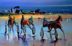 Peinture sur toile de Eric Le Pape Attel Sur La Plage reproduction peinte à la main