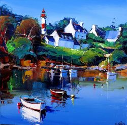 Peinture sur toile de Eric Le Pape Douelan Rive Gauche 50x50 reproduction peinte à la main