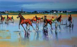 Peinture sur toile de Eric Le Pape Entrainement A Kernic reproduction peinte à la main