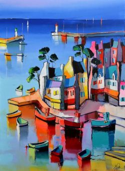 Peinture sur toile de Eric Le Pape Hotel Du Port reproduction peinte à la main
