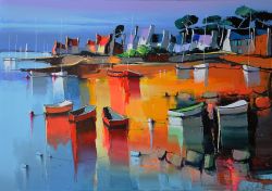 Peinture sur toile de Eric Le Pape La Plage Doree reproduction peinte à la main