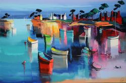 Peinture sur toile de Eric Le Pape Le Chemin Du Golfe reproduction peinte à la main