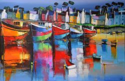 Peinture sur toile de Eric Le Pape Le Quai Des Coques reproduction peinte à la main