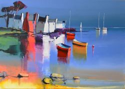 Peinture sur toile de Eric Le Pape Les Galets Jaunes reproduction peinte à la main