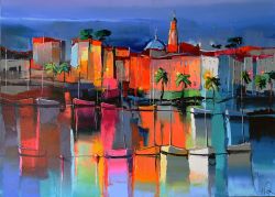 Peinture sur toile de Eric Le Pape Les Quais D Ajaccio reproduction peinte à la main