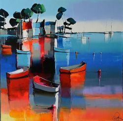 Peinture sur toile de Eric Le Pape Lumiere Bleutee 60x60 2 reproduction peinte à la main