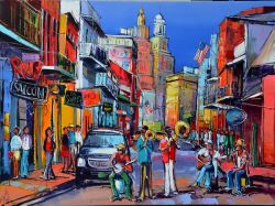 Peinture sur toile de Eric Le Pape Musiciens Nouvelle Orleans reproduction peinte à la main