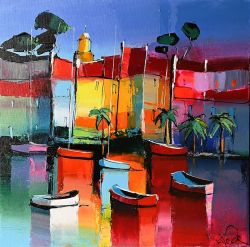 Peinture sur toile de Eric Le Pape Ombre Rouge 50x50 1 reproduction peinte à la main