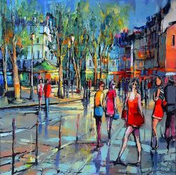 Peinture sur toile de Eric Le Pape Place Du Manege Paris 100x100 4 reproduction peinte à la main