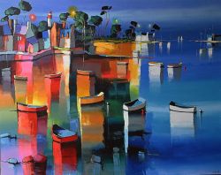 Peinture sur toile de Eric Le Pape Rosee Matinale 100f reproduction peinte à la main