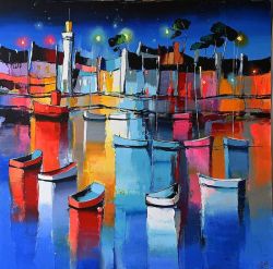 Peinture sur toile de Eric Le Pape Soiree Printaniere 100x100 1 reproduction peinte à la main