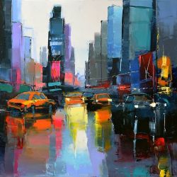 Peinture sur toile de Eric Le Pape Times Square 80x80 2 reproduction peinte à la main