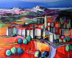 Peinture sur toile de Eric Le Pape Vue Mediterranee 40f reproduction peinte à la main