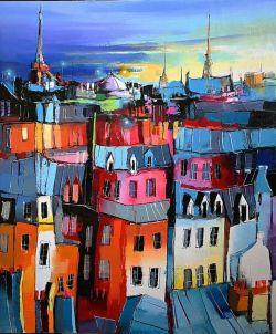Peinture sur toile de Eric Le Pape Vue Parisienne 100x120 1 reproduction peinte à la main