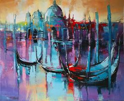 Peinture sur toile de Eric Le Pape Vue Venise 15f reproduction peinte à la main