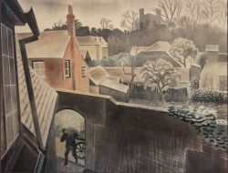 Peinture sur toile de Eric Ravilious Back Gardens 1935 reproduction peinte à la main