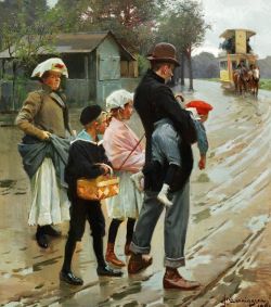 Peinture sur toile de Erik Hemmingsen On The Way To The Streetcar 1901 reproduction peinte à la main