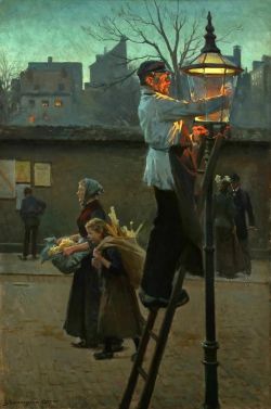 Peinture sur toile de Erik Ludvig Henningsen Lantern Lighter reproduction peinte à la main
