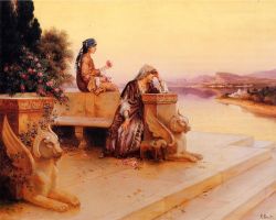 Peinture sur toile de Ernst, Elégantes femmes Arabes sur la terrasse reproduction peinte à la main