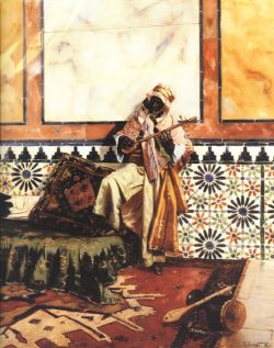 Peinture sur toile de Ernst, Gnaoua dans un intérieur nord-africain reproduction peinte à la main