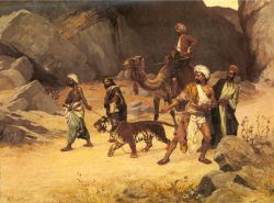 Peinture sur toile de Ernst, La chasse au tigre reproduction peinte à la main