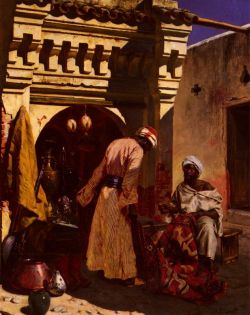 Peinture sur toile de Ernst, Le marchand de tapis reproduction peinte à la main