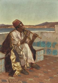 Peinture sur toile de Ernst Rudolf Musician On The Terrace reproduction peinte à la main