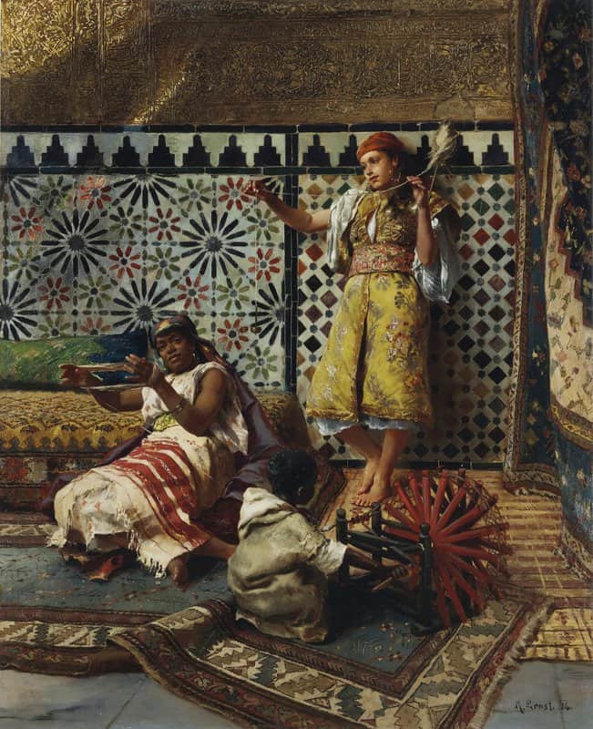 Ernst Rudolf Spinning Yarn In The Harem 1886