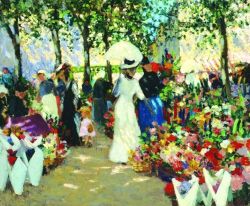 Peinture sur toile de Ethel Carrick French Flower Market 1909 reproduction peinte à la main