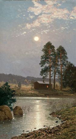 Peinture sur toile de Eugen Taube Moonlit Landscape reproduction peinte à la main