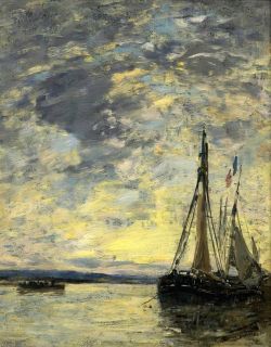 Peinture sur toile de Eugene Boudin - Sailboats At The Quay 1885 reproduction peinte à la main