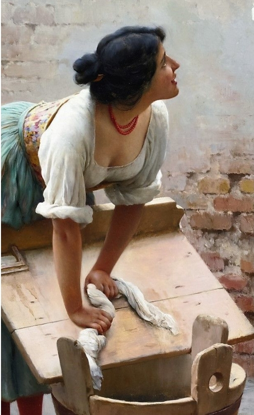 Eugene Von Blaas Sharing The News - Detail