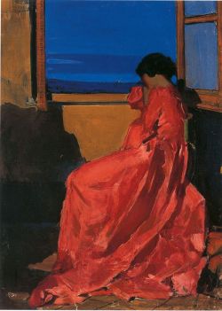 Eugenio Viti Olga In Red reproduction peinte à la main