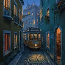 Evgeny Lushpin Through Lisbon reproduction peinte à la main