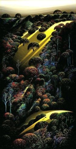 Eyvind Earle Hillside Magic 1976 reproduction peinte à la main